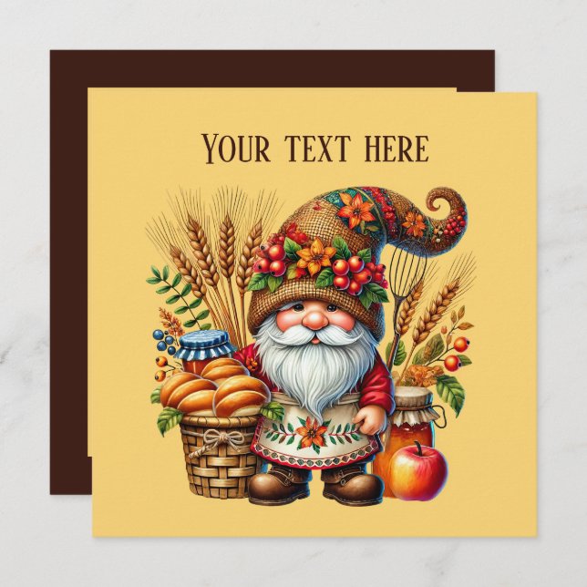 Invitación Cute Fall Seasonal gnome party (Anverso / Reverso)