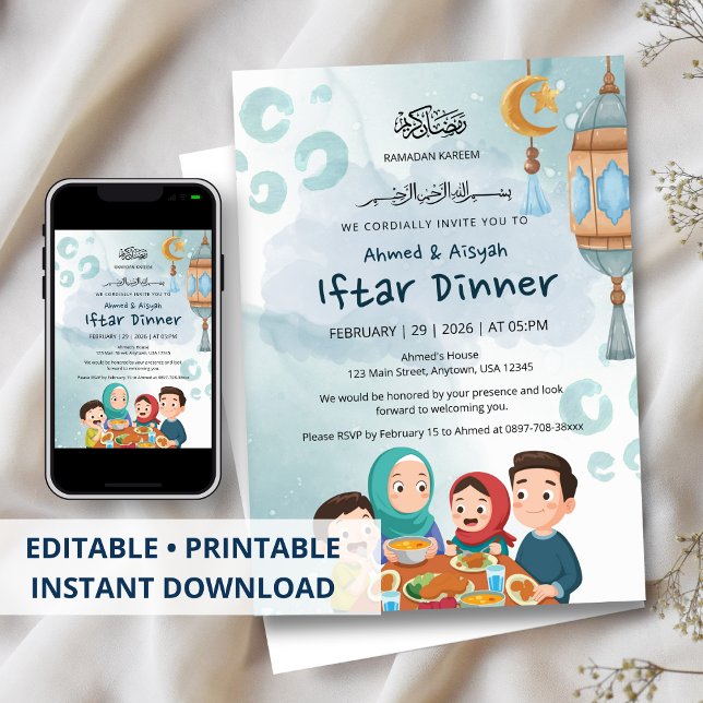 Invitación Cute Family Ramadan Iftar Invitation (Subido por el creador)