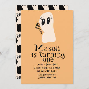 Invitación Cute Fantasma Doodle Halloween Cualquier Cumpleaño