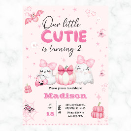 Invitación Cute fantasma Halloween fiesta de cumpleaños de cu
