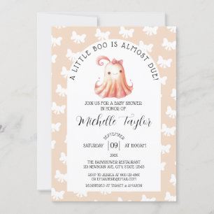 Invitación Cute Fantasma Pequeño Boo Chica Baby Shower