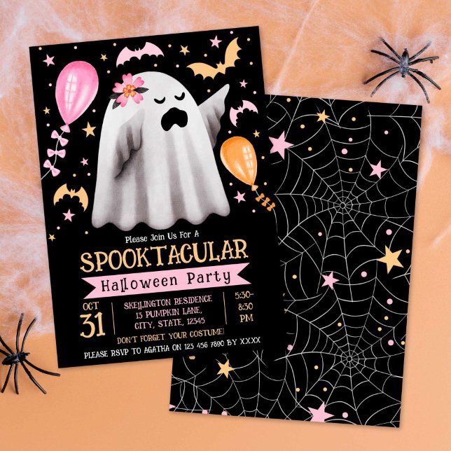 Invitación Cute fantasma Spooktacular Kids Halloween Party (Cute Ghost Spooktacular Kids Halloween Party Invitation)