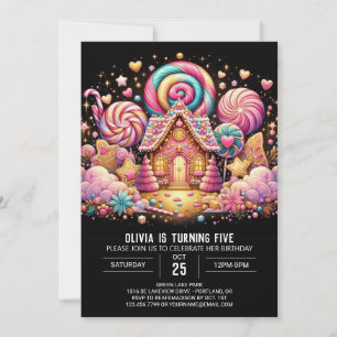 Invitación Cute Fantasy Candyland Cumpleaños Digital