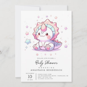 Invitación Cute Fantasy Dinosaur Baby Shower