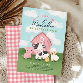 Invitación Cute Farm Animal Girl Barnyard 2nd Birthday