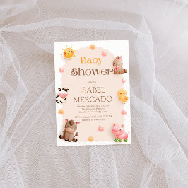 Invitación Cute Farm Animals Baby Shower