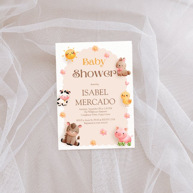 Invitación Cute Farm Animals Baby Shower (Subido por el creador)