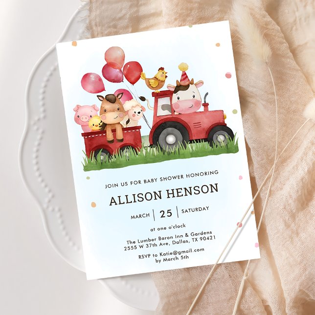 Invitación Cute Farm Animals Barnyard Baby Shower Fiesta (Subido por el creador)