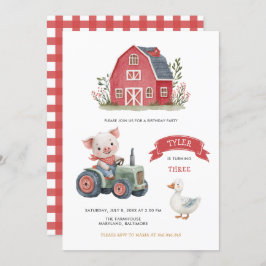 Invitación Cute Farm Animals Barnyard Birthday Party