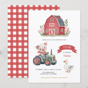 Invitación Cute Farm Animals Barnyard Birthday Party