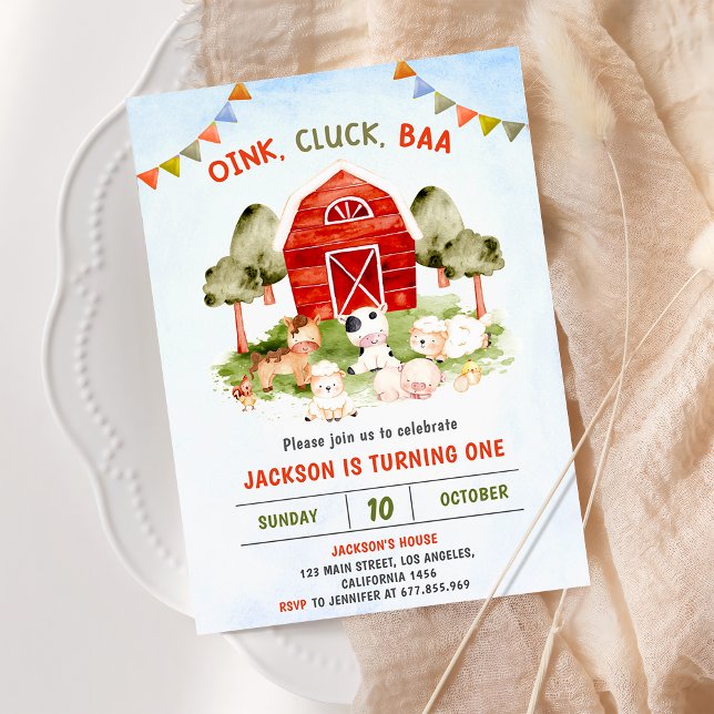Invitación Cute Farm Animals Barnyard Birthday Party (Subido por el creador)