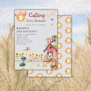 Invitación Cute Farm Animals Barnyard Ranch Birthday Party
