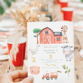 Invitación Cute Farm Animals cumpleaños Barnyard