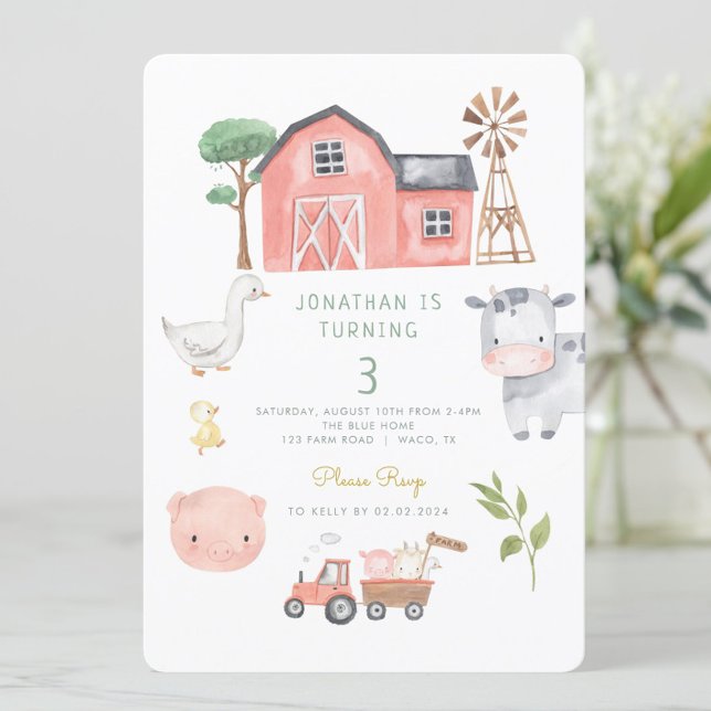 Invitación Cute Farm Animals cumpleaños Barnyard (Subido por el creador)