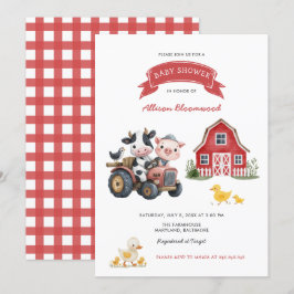 Invitación Cute Farm Animals Farmhouse Baby Shower
