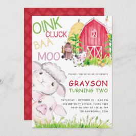 Invitación Cute Farm Animals Watercolor Birthday