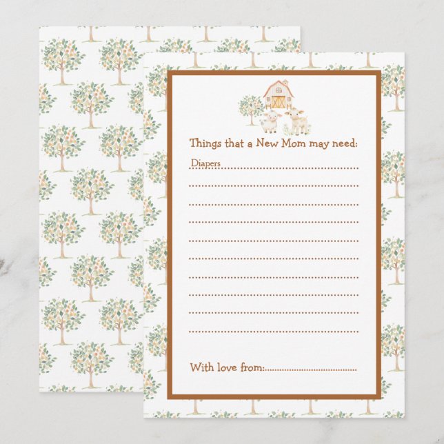 Invitación Cute Farm Barn Baby Shower (Anverso / Reverso)