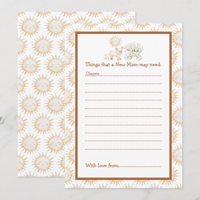 Invitación Cute Farm Barn Baby Shower (Anverso / Reverso)