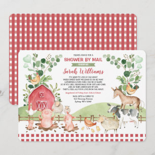 Invitación Cute Farm Barnyard Animals Baby Shower Por Correo