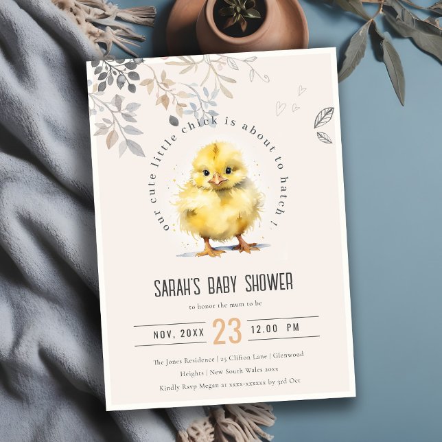 Invitación Cute Farm Chick Rubor Chica Floral Baby Shower (Subido por el creador)