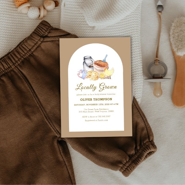 Invitación Cute Farm Chicken Mouse Baby Shower (Cute Locally Grown Farm Chicken Mouse Baby Shower Invitation)