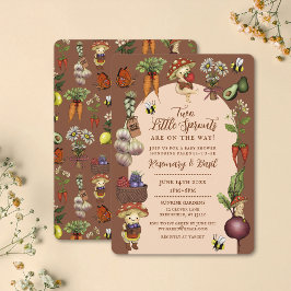 Invitación Cute Farmers Market Theme Twin Couples Baby Shower