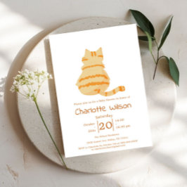 Invitación Cute Fat Orange Cat Baby Shower