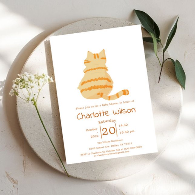 Invitación Cute Fat Orange Cat Baby Shower (Subido por el creador)