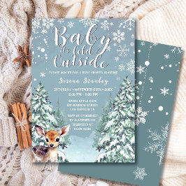 Invitación Cute Fawn | Baby Shower del bosque de nieve de inv