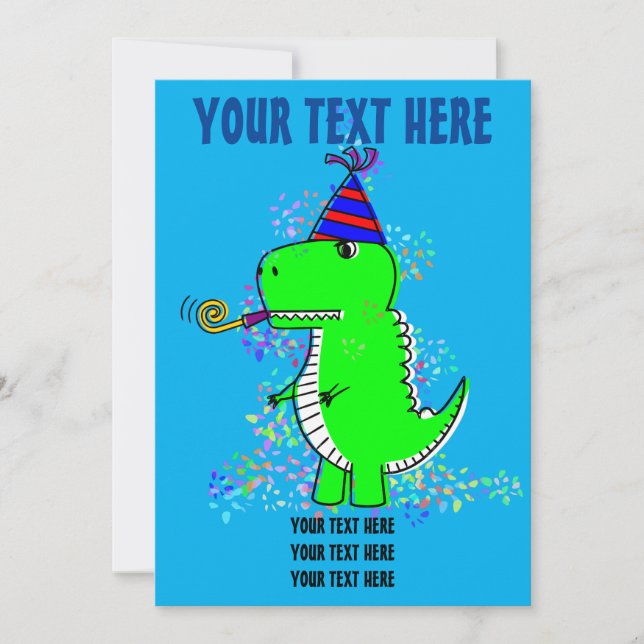 Invitación Cute feliz cumpleaños Dinosaur Confetti (Anverso)