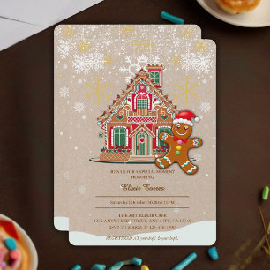 Invitación Cute Festiva Gingerbread House Baby Shower