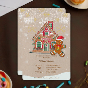 Invitación Cute Festiva Gingerbread House Baby Shower