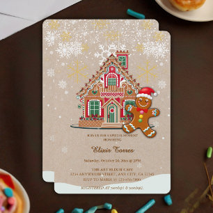 Invitación Cute Festiva Gingerbread House Baby Shower