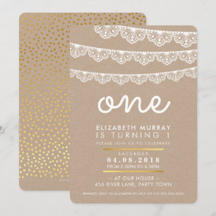 Invitación CUTE fiesta de 1º cumpleaños INVITAR el embalaje r