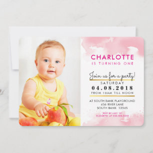 Invitación CUTE fiesta de cumpleaños CHICA INVITAR acuarela r