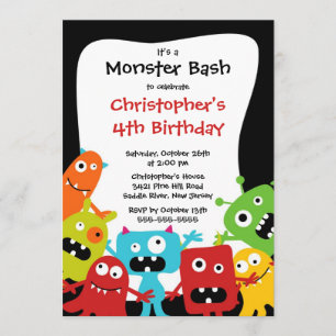 Invitación CUTE Fiesta de cumpleaños de Bash Monstruo