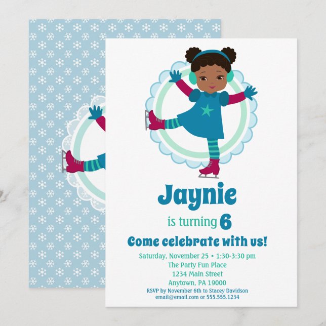 Invitación Cute fiesta de cumpleaños de los afroamericanos so (Anverso / Reverso)