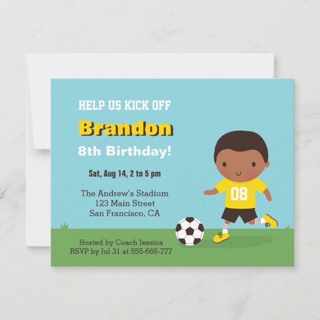 Invitación Cute fiesta de cumpleaños de un niño afroamericano (Anverso)
