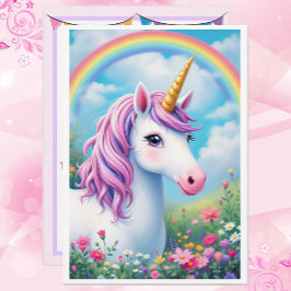 Invitación Cute fiesta de cumpleaños de Unicornio Añade tus d