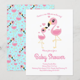 Invitación Cute Flamingo Baby Shower Tropical Beach Tema