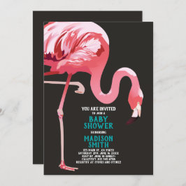 Invitación Cute Flamingo tropical Baby Shower