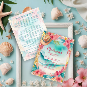 Invitación Cute Floral Beach Cowgirl Hat Coastal Bachelorette