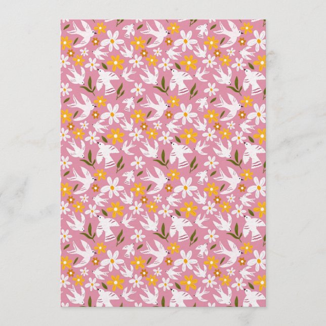 Invitación Cute Floral Bird Seamless Pattern (Anverso)