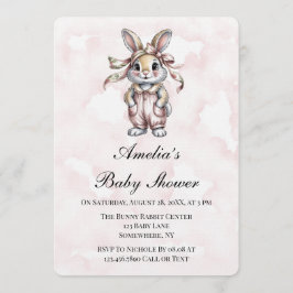 Invitación Cute Floral Bunny Girl Baby Shower 