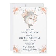 Cute Floral Dolphin Baby Shower