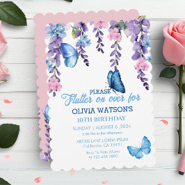 Invitación Cute Floral flutter sobre mariposas Cumpleaños