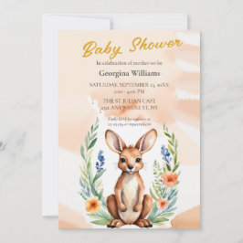 Invitación Cute Floral Kangaroo Baby Shower