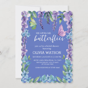 Invitación Cute Floral Me Da Butterflies Ducha De Novias