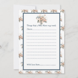 Invitación Cute Floral Turtle Baby Shower