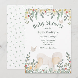 Invitación Cute Floral Watercolor Baby Shower